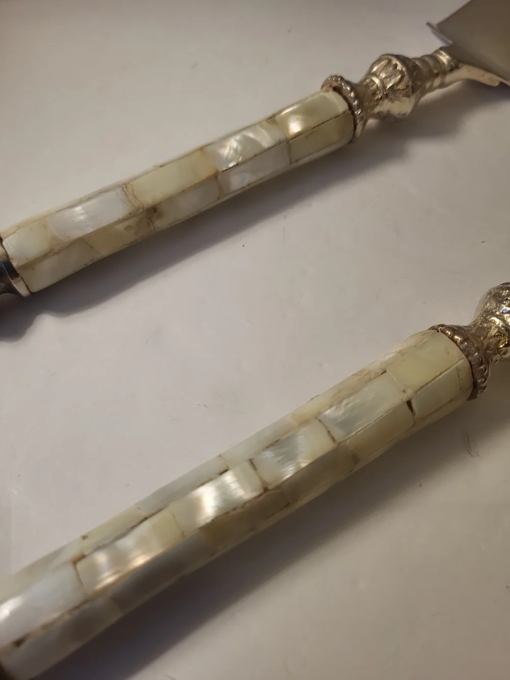 Vintage Towle Nickel Silver Mother of Pearl Handle Pasta Serving  Set